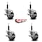 Service Caster 3'' Black Poly Swivel 3/4'' Expanding Stem Caster Set with Brake, 4PK SCC-EX20S314-PPUB-BLK-TLB-34-4 - alternate 4